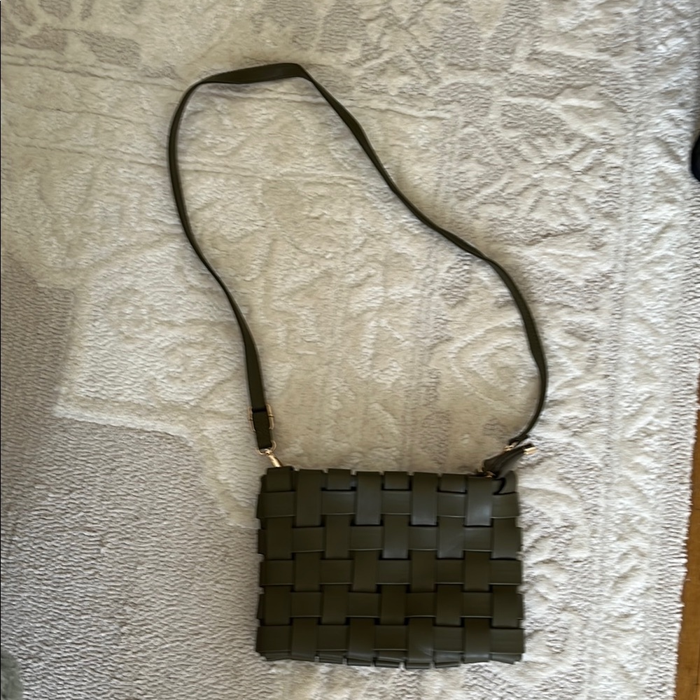 Anthropologie Green Woven Crossbody Bag